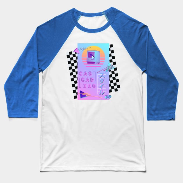 Vaporwave CSS Baseball T-Shirt by chriskirknielsen